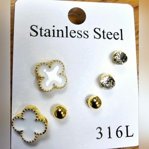 White Clover Earrings Plus Studs